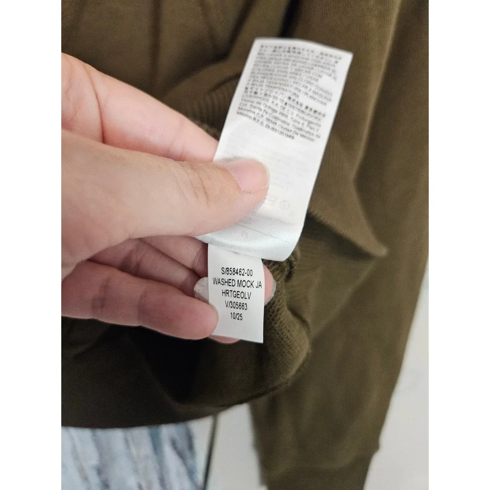 Banana Republic Full Zip Jacket M Olive Green Washed Mock Neck Cotton Heritage